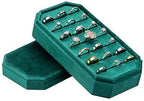 Velvet Ring Organizer Display Tray Jewelry Box Earring Holder Case for Wedding Birthday Christmas Day (Green) - color: Green