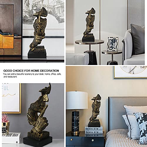 fazhongfa Thinker Statue - Silence is Gold Modern Decor Creative Abstract Art Figurine Resin Sculptures Decoration Room Home Study Office Figurines for Desktop Shelf Table Ornament (Bronze) - color: Bronze