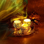 WGVI Gold Speckled Glass Tea Light Votive Candle Holder, Width 3", Height 2.5", Small Globe Bubble Bowl Round Vase, Mercury Votive Tabletop Décor, 1 Piece - size: Gold Bowl 2.5"H