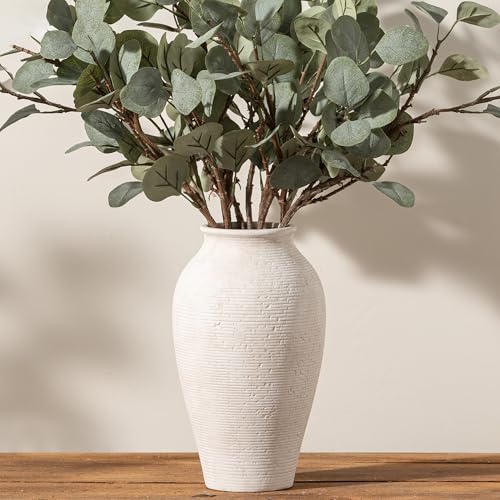 Vanselia Ceramic Flower Vase Home Decor - Large Tall Farmhouse Table Vases Rustic Vintage Living Room Kitchen Bedroom Decorations for House Book Shelf Office Coffee Desk Dining Fireplace (11" Rustic) - color: Rustic-11"