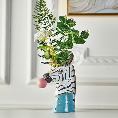 Blowing Bubble Art Vase, Animal Face Vase, Modern Home Decor Vase (No Plants) - Zebra - color: Zebra