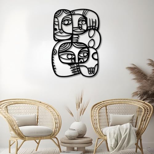 Abstract Faces Metal Wall Art,Picasso Faces Metal Wall Decor,Abstract Wall Art for Living Room, Bedroom, Bathroom,Office(Silver,28x20inch/70x51cm) - color: Silver, size: 28x20inch