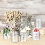 Vesici 20 Pcs Plastic Cylinder Vase Acrylic Cylinder Vase Bulk Small Clear Flower Container Hurricane Candle Holder Round Wide Container Centerpiece for Home Office Wedding Decorations (4 Inch) - size: 4 Inch