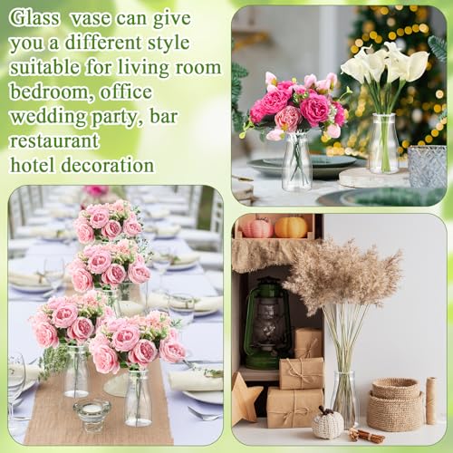 Mumufy 24 Pcs Plastic Bud Vases Bulk Small Clear Container for Flowers Height Shatterproof Crystal Bud Vase for Centerpieces Wedding Home Table Decorations Formal Dinners(3.15 x 5.91 Inch) - size: 3.15 x 5.91 Inch