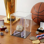 Hooqict Championship Ring Display Case Clear Acrylic Ring Case Display Box UV Protected with Base for Sports Baseball Softball Football Single Ring Coin Holder Stand - size: 1 Pack