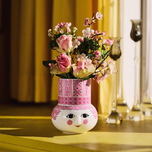Bjørn Wiinblad Olga Vase | Hand-Painted Glazed Ceramic | Pink | 5.9 in