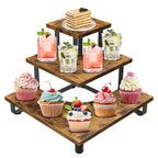 ELITEROO 3-Step Tiered Corner Display Shelves, Portable Wooden Retail Cupcake Food Stand Display Table, Collectibles Riser Tower Stand, Vendors Display Shelf Rack, Farmers Market Counter Top Risers