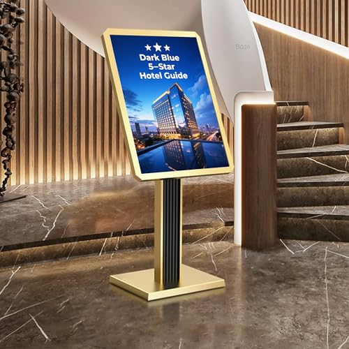 Sign holder floor stand,Heavy-Duty Pedestal poster stand for display,21×29 inch Adjustable Aluminum Menu Stand for Restaurant(Gold) - color: Gold