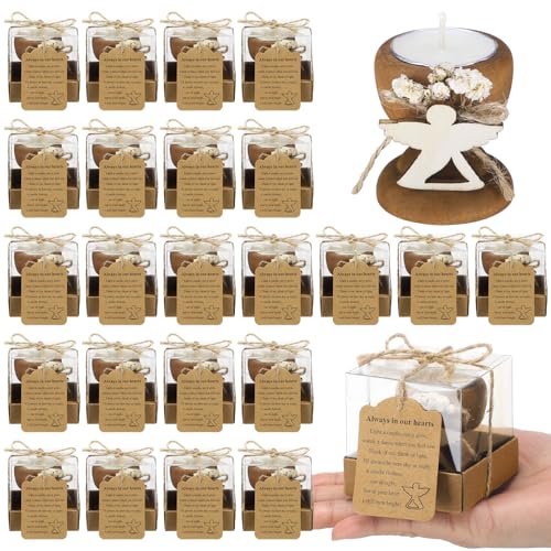 Nuanchu 24 Set Funeral Memorial Candles Holders Funeral Keepsakes Favors Memorial Candle Holders 2.4 x 2.4 Inches Celebration of Life Supplies Sympathy Gifts Service Grief Share Gifts (Classic Style)