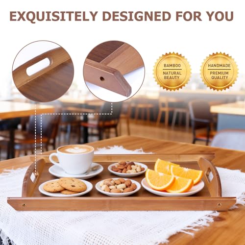 Wood Serving Tray, Wooden Tray with Handles, 20.47 inch Square Decorative Serving Trays Platters for Home, Party, Coffee Table,Dining Table & Countertop - size: 20.5" x 13.4" x 1.2"