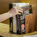 Large Bookend Hold Heavy Books- 7x4x5in 3 Pack Wood Bookends for Heavy Books Heavy Duty Walnut Book Ends for Men Wood Bookends for Office Desk Non-Skid - color: Walnut-s-3pair
