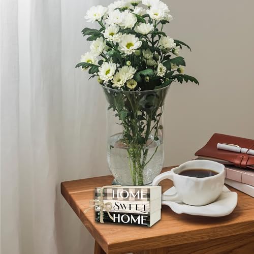 Mini Decorative Books For Home Decor, Small Wood Book Stack For Table Decor, Home Decor Book For Living Room Mantel, Farmhouse Stacked Books Decorative（L35） - color: Green Leaves home