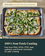Caraway Non-Stick Ceramic Baking Sheet Duo - Naturally Slick Ceramic Coating - Non-Toxic, PTFE & PFOA Free - 18 x 13" Large & 15 x 10" Medium - Black - color: Black, size: Baking Sheet Duo