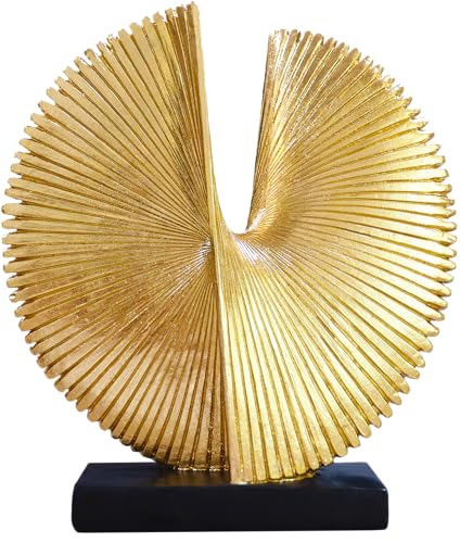 Modern Abstract Round Decorative Sculpture , Dining Living Room Desk Decor,Geometric Home Decor Statues,Shelf Top Decor Aesthetics,making it perfect for placing coffee tables or office shelves,golden - color: 12.4"golden