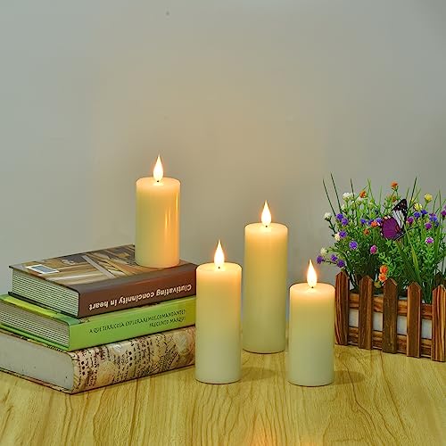 Hanzim Flameless Flickering Battery Operated Candles 9PACK Real Wax Pillar LED Candles with 10-Key Remote Control and 24 Hours Timer for Wedding, Party, Home Decoration (Ivory) - color: H02# White 9pack Real wax