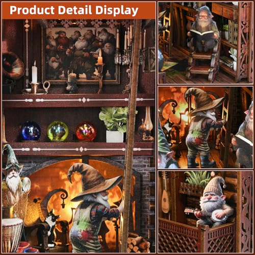 Book Nook Kit, Book Nook Kits for Adults DIY Booknook Model Build, DIY 3D Wooden Puzzle Bookend Booknook Bookshelf Insert Miniature Dollhouse Kit for Home Decoration - style: Dwarfs's House