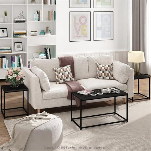 Furinno Camus Modern Living Room Coffee Table with 2 End Tables Set, Americano - color: Americano, size: 3 in 1