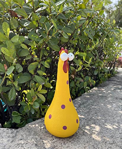 Tellme Long Neck Chicken Statue, Resin Rooster Sculpture, Creative Crafted Art Figurines, Funny Outdoor Decor, Cute Cock Decoration for Lawn, Yard, Office, Home, Weird Garden Gifts (1 PC)