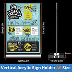 Acrylic Sign Holder 4x6 Inch, 3 Pack Sign Holders Vertical , Double Sided Display Clear TableTop Sign Holder, Acrylic Paper Holder for Wedding Reception, Party Decoration, Numbers Picture Frames