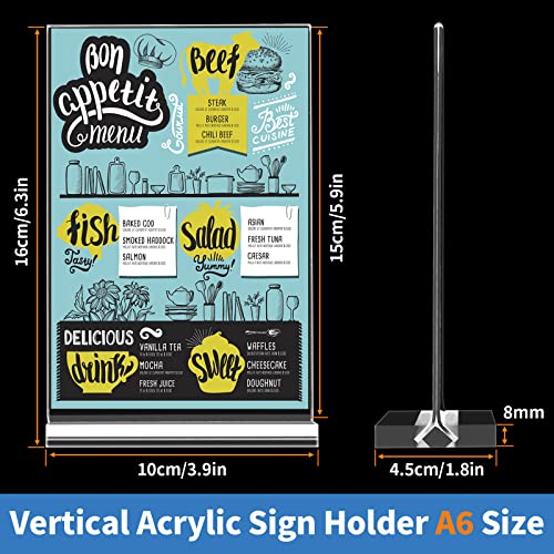 Acrylic Sign Holder 4x6 Inch, 3 Pack Sign Holders Vertical , Double Sided Display Clear TableTop Sign Holder, Acrylic Paper Holder for Wedding Reception, Party Decoration, Numbers Picture Frames