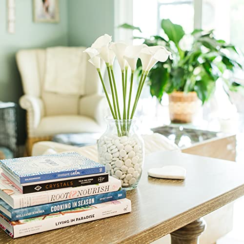 Galashield Flat Glass Marbles for Vases White Glass Gems Beads Pebbles Vase Filler (1 LB, Approx. 105 PCS) - color: White, size: 1 LB