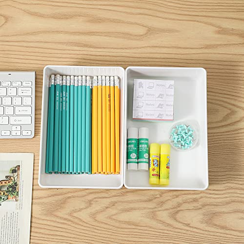 3 Pack White Plastic Drawer Organizer Tray Cutlery Utensil Makeups Drawer Organizers 9" X 6" - size: 3 Pack 9"x6" White Plastic