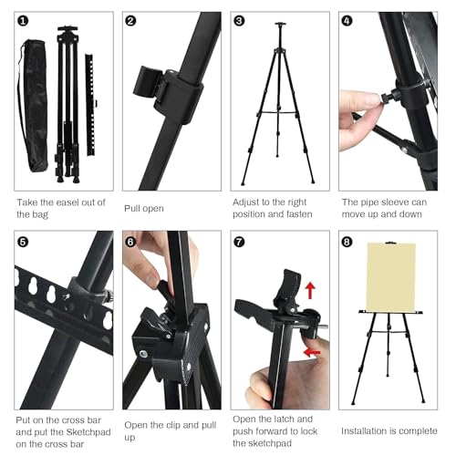 RRFTOK Art Painting Display Easel Stand,72Inches Portable Adjustable Metal Tripod with Artist Easels for Canvases Height from 22-72”for Table-Top/Floor Paint and Displaying,Black - style: 72BL 1-pack