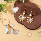 Craftdady Stainless Steel Pendant Cabochon Settings Heart Square Teardrop Flat Round Oval Rectangle Blank Bezel Trays Base Pendant with Glass Cabochons for DIY Earrings Necklace Jewelry - color: Stainless Steel Color Heart