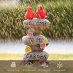 TERESA'S COLLECTIONS Garden Statues with Outdoor Solar Lights for Garden Decor, Cardinal Birds Welcome Yard Sign Rocks & Flower Resin Valentines Decorations, Gifts for Mom Yard Decor, 11"