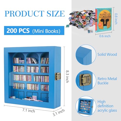 Anxiety Bookshelf – Mini Books Display for Stress Relief and Fun Decor, Perfect Decorative Miniature Library for Book Lovers, Ideal for Home Decor, Office Décor, Thoughtful Gift - Light Blue - color: Light Blue