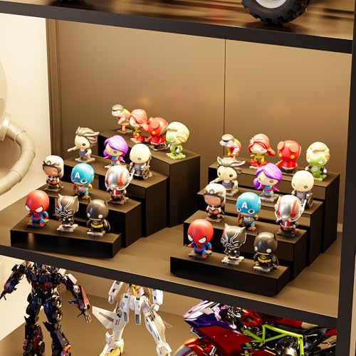 Black Matte Metal Display Stand,8 Pcs 2 Set Display Risers, Metal Rectangular Display Shelf Holders for Showcase, Dessert, Perfume, Vendor Events, Cupcake Stands, Toys Display Shelves ( 8Pcs-Black, 7”L~8”L~9”L ) - color: 8Pcs-Black