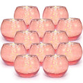 Volens Round Rose Gold Votive Candle Holders, Mercury Glass Tealight Candle Holder Set of 12 - color: Rose Gold