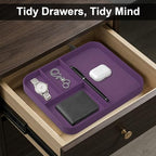 VOVIPO Faux Leather Valet Tray,with 2 in 1 Wireless Charging Compitable With iPhone/17/16/15/15 Plus/15 Pro/15 Pro Max/14/13/12/Wireless earphones,Office/Home Desk Organizers Tray-Purple - color: Purple