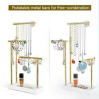 SRIWATANA Jewelry Organizer Display Extra Tall Necklace Holder 3 Tier Jewelry Tree Stand, Gift Idea (White & Gold) - color: White & Gold