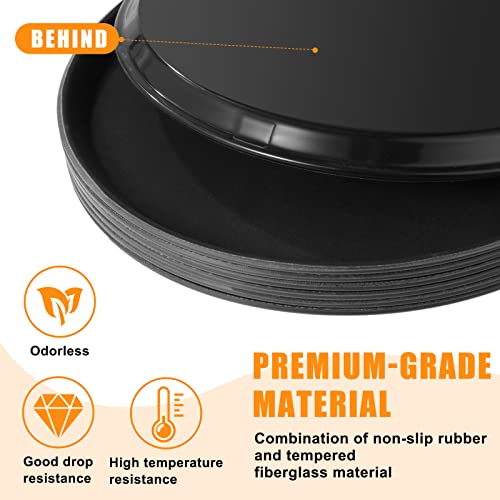 Zopeal 8 Pieces Black Round Restaurant Serving Tray, Plastic Non Slip Surface Food Meals Server Tray with Raised Edges for Home, Kitchen, Restaurant, Cafeteria, Bar (14") - size: 14"