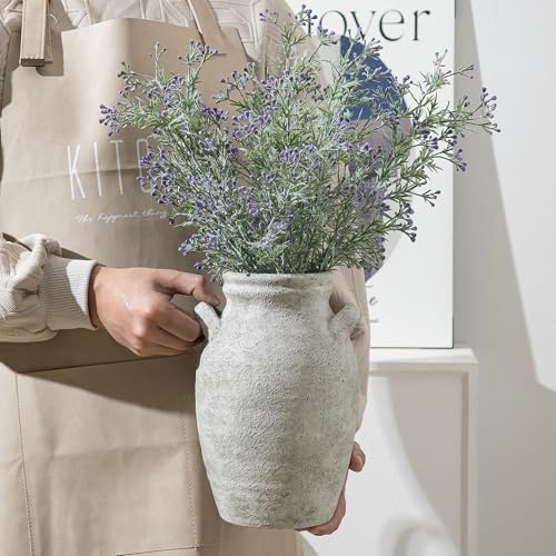 Ceramic Flower Vase with Handles,9.76 Inch Large Decorative Vase,Rustic Farmhouse Vase for Living Room Bedroom Kitchen Table Office Centerpiece Decorations, Holiday & Wedding - color: 013-3