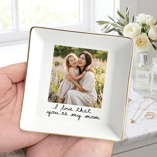 Noni Personalized Mom Photo Jewelry Dish, Custom Ceramic Trinket Tray for Grandma, Birthday Ring Dish Gift, Moms Day Gift from Daughter, Love You Mama Present 2 - color: Style2