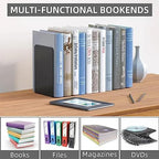 2Pcs Metal Bookends Heavy Duty Black/White Book Ends Support for Shelves Modern Minimalist Style Bookends Multi-Purpose Book Stoppers for Heavy Books School Office Library