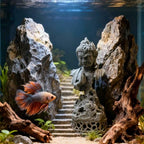 livelyfish Meditating Buddha Statue Zen Garden Statues Sandstone Thinker Buddha Sculpture Figurine for Fish Tank Aquarium Home Decorations, Gift (CS) - size: CS