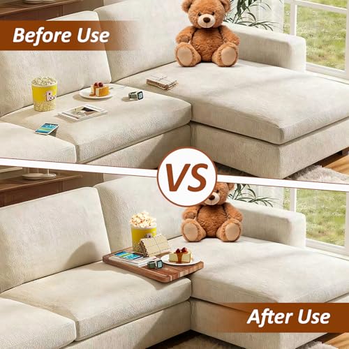 Acacia Wood Couch Tray, Folding sofa Table Insert for Middle Portable Couch Armrest Trays Perfect for Drinks, Snacks, Phone, Remote Control,14.96x10.23-inch (Rectangle) - color: Rectangle