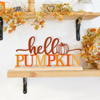 COCHIE Metal Hello Pumpkin Sign, Orange Fall Decorations for Home, Office, Shelf, Mantel, Indoor, Autumn Pumpkin Decoration, Hello Fall Decor (Autumn A) - style: Autumn A