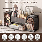 INVSSENE Stackable Makeup Organizer Countertop, Storage Perfume Skincare Cosmetic Lipstick Face Mask Makeup Brush Palettes, Ideal for Vanity Bathroom Counter - color: 3516 Coffee+Clear