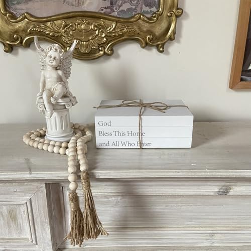 Decorative Books for Home Decor, White Faux Books for Decoration, Rustic Farmhouse Stacked Display Books (God Bless This Home and All Who Enter) - style: God Bless This Home and All