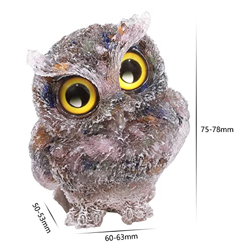 mookaitedecor Colorful Crystals Owl Statue Sculpture Stone, Carved Animals Night Owl Figurine Crystal Ornament for Desktop Office Home Decor, 3 Inch - color: Colorful, size: 3 inch
