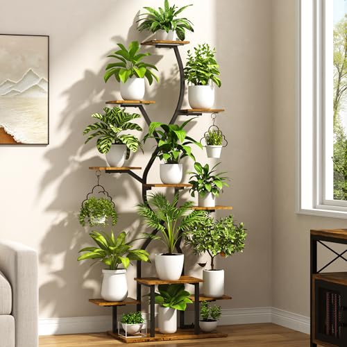 63" Plant Stand Indoor with Grow Lights 10 Tier Indoor Plant Shelf X Shape Plant Shelf for Indoor Plant Multiple Metal Corner Plant Stand Plant Holder Plant Rack Indoor - color: Monochromatic, size: Width-31 in