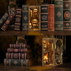 DIY Ancient Library Book Nook Kit, Wooden 3D Puzzle with LED Light, Miniature Bookshelf Model, Cultural Decor for Adults, 411 Pieces (Ancient Library) - style: Ancient Library
