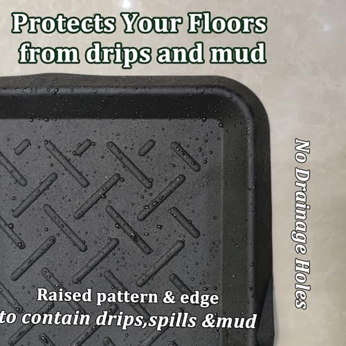 Rubber Boot Tray Shoes Tray for Entryway Multipurpose Boot Mat Trays with Raised Edge Indoor Outdoor Boots Mat for Shoes 27.5x16 Inches (2 Pack) - color: 2 Pack