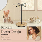 Poyilooo Necklace Holder Jewelry Stand, Rotating Necklace Holder Organizer with 48 Hooks for Necklace Earring Keychains Bracelet Display Stand, Metal Necklace Tree Stand -Gifts for Women (Black) - color: Black