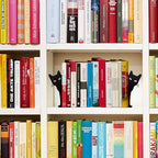 Peeping Cat Metal Bookends Cute Cat Book Ends for Shelves Bookshelf Decorative Objects Home Office Desk Bookshelf Decor Cat Lover Gifts for Women (Black)