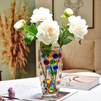 Unique Hand Painted Colorful Peacock Shaped Crystal Glass Vase-11 inch Tall. (Hand Painted Colorful) - color: Hand Painted Colorful